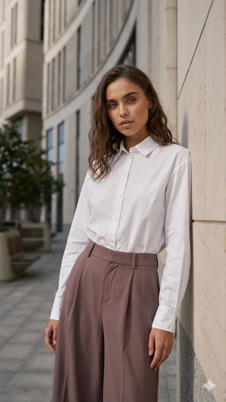Женщина в белой рубашке и брюках / Woman in a white shirt and trousers
