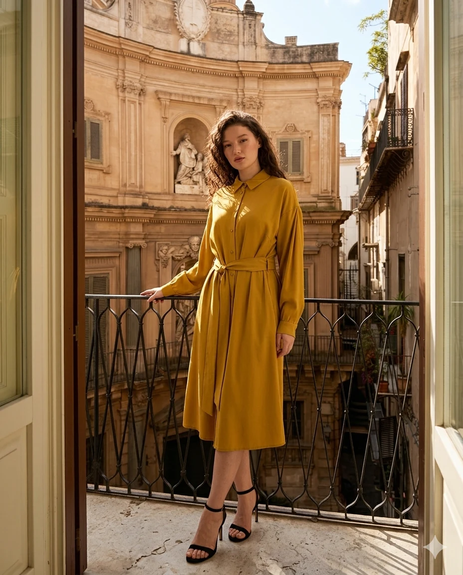 Жёлтое платье O’Soiel на балконе / Yellow O’Soiel dress on a balcony